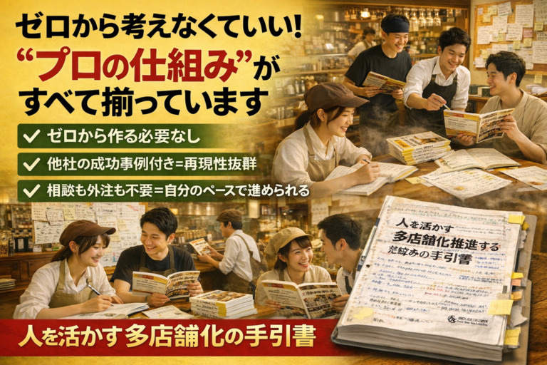 飲食店が多店舗展開を推進するためのマニュアル｜「人を活かす多店舗化を推進するための手引書」｜38の使える成功事例、テンプレート付き