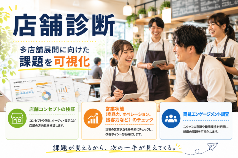 「店舗診断」コンサルティング｜飲食店の多店舗展開を見据えた店舗、スタッフの課題を可視化