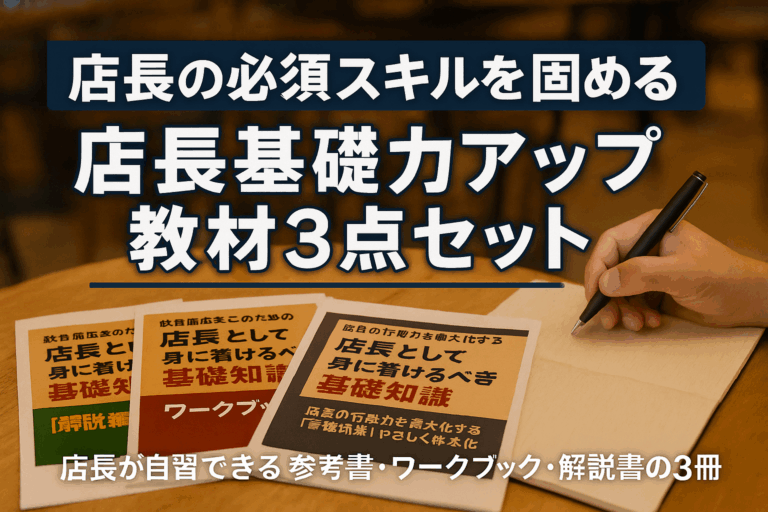 飲食店の店長教育に最適な教材〜店長基礎力を底上げする 「店長基礎力アップ教材3点セット」【自習型教材】〜