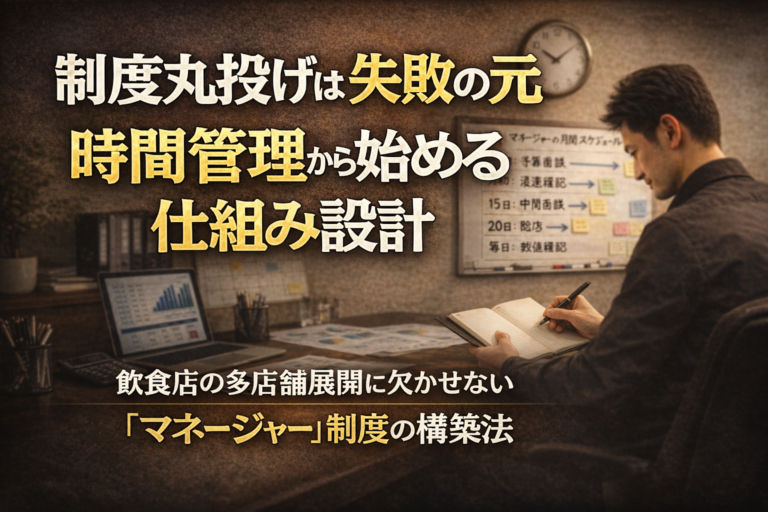 飲食店の多店舗展開に欠かせない「マネージャー」育成術｜制度丸投げは失敗の元、時間管理から始める仕組み設計