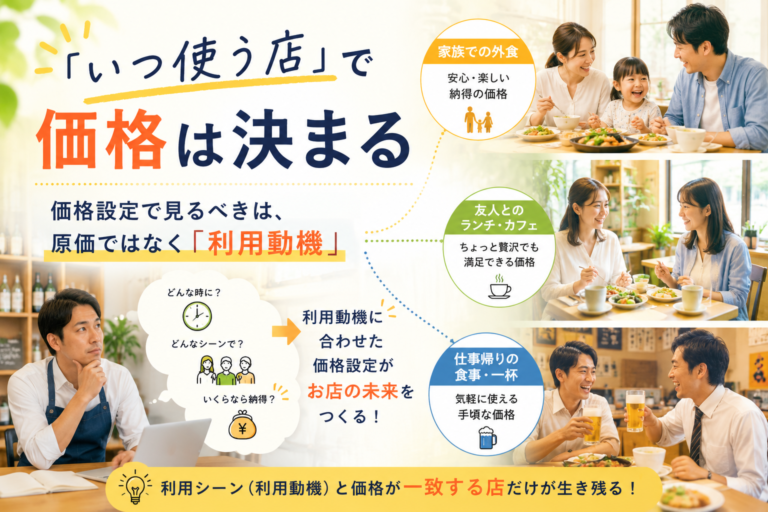 飲食店経営の根幹｜利用シーン（利用動機）と価格が一致する店だけが生き残る！