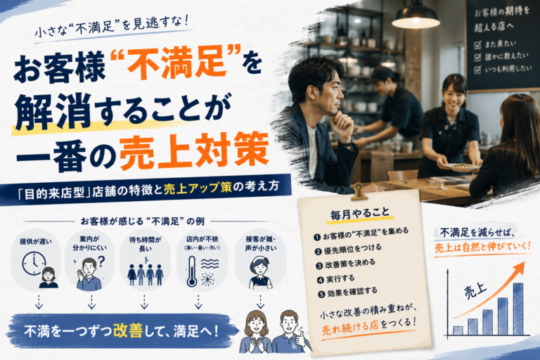 飲食店が売れ続ける秘訣｜「お客様不満足」を毎月改善すれば、普通に売上は上がる！