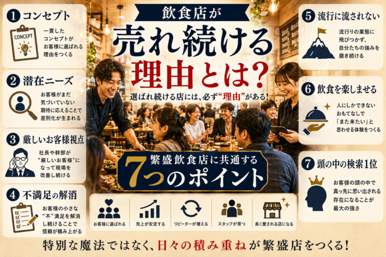 飲食店が売れ続ける理由とは？｜繁盛飲食店に共通する７つのポイント