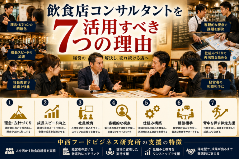 飲食店経営コンサルタントとは？活用すべき7つの理由と成功事例
