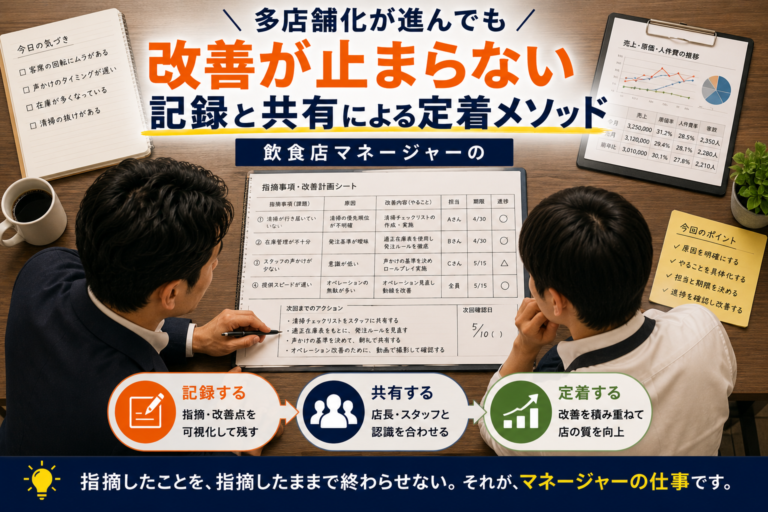 多店舗化が進んでも改善が止まらない｜飲食店マネージャーの“記録と共有”による定着メソッド
