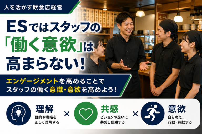 ESではスタッフの「働く意欲」は高まらない！｜エンゲージメントを高めることでスタッフの働く意識、意欲を高めよう！