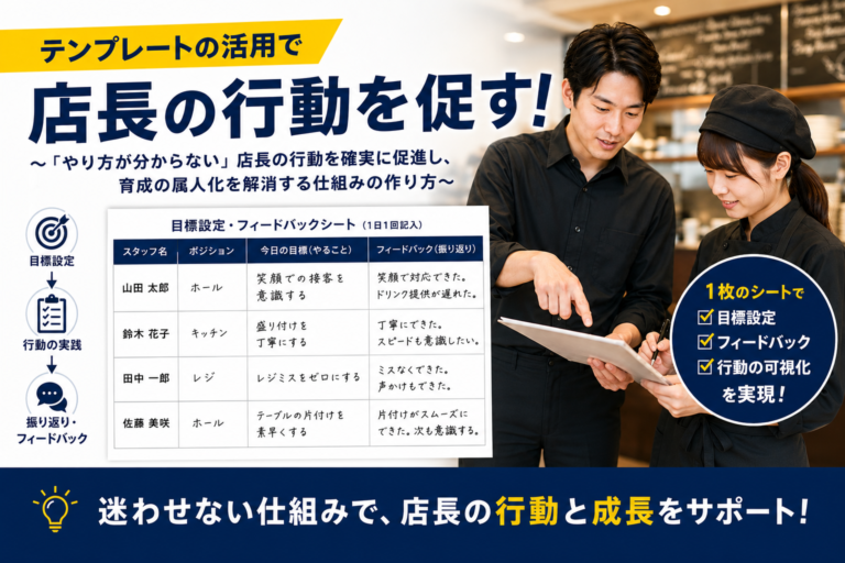 テンプレートの活用で店長の行動を促す！～「やり方が分からない」店長の行動を確実に促進し、育成の属人化を解消する仕組みの作り方～